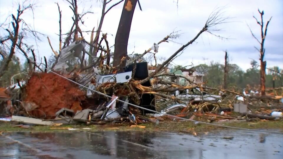 Over 20 million Southerners are at risk of treacherous weather today as threats include tornadoes, hail the size of tennis balls and high winds