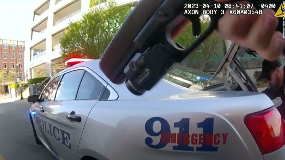 Newly released footage shows the moments between officers and the gunman during deadly mass shooting