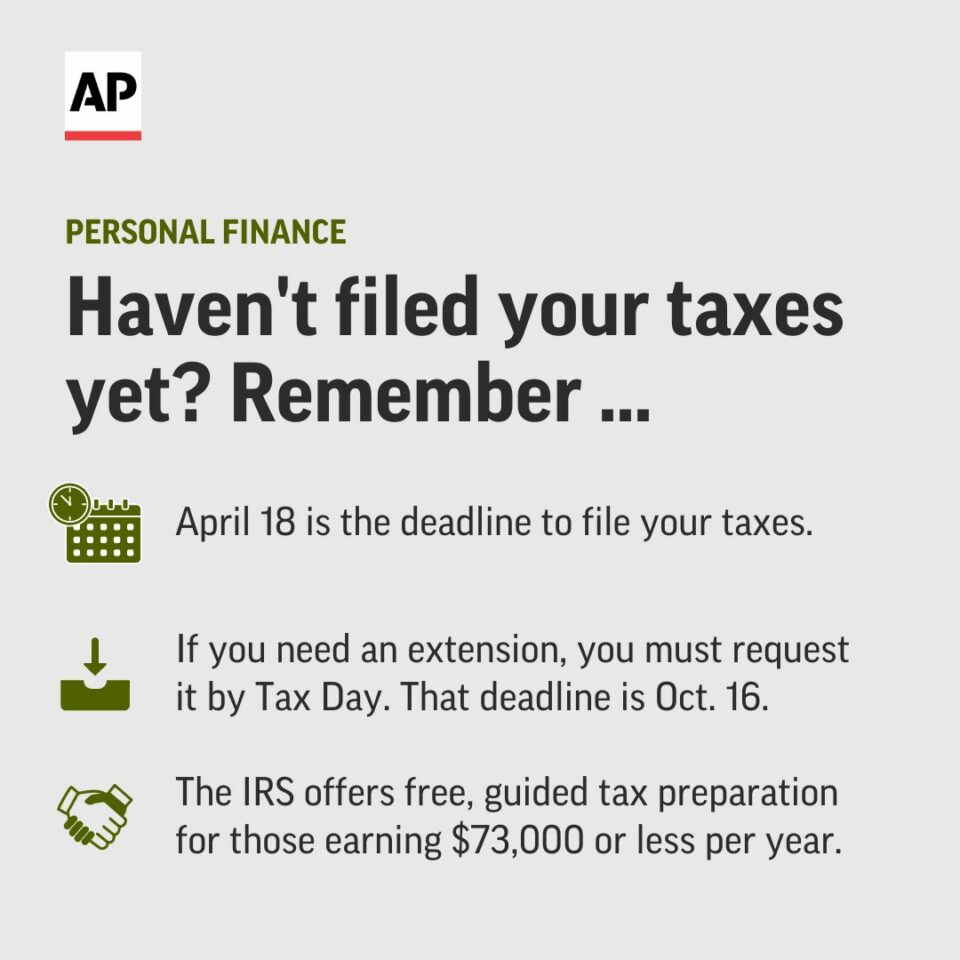 Taxes are due tomorrow. Here’s how to file for an extension
